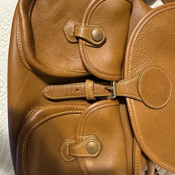 Dooney & Bourke tan pebbled leather drawstring backpack - Picture 10 of 11